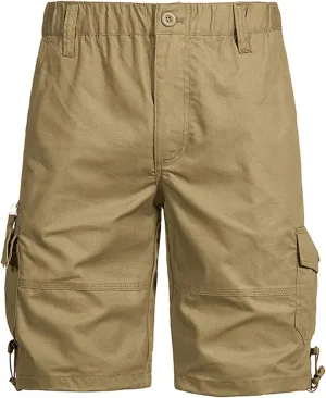 Mesh Shorts Regular Fit Cotton Elastic Waist Multi Pocket Cargo Shorts Outdoor Fashion Work Utility Tooling Short