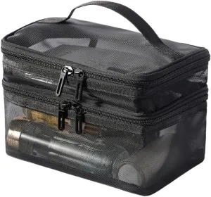 Mesh Transparent Layer Makeup Bag for Women's Travel Cosmetics Storage Large Capacity Wash Bag