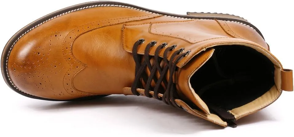 Metrocharm MC002 Men's Lace Up Wing Tip Formal Dress Casual Fashion Boots