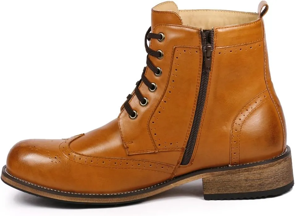 Metrocharm MC002 Men's Lace Up Wing Tip Formal Dress Casual Fashion Boots