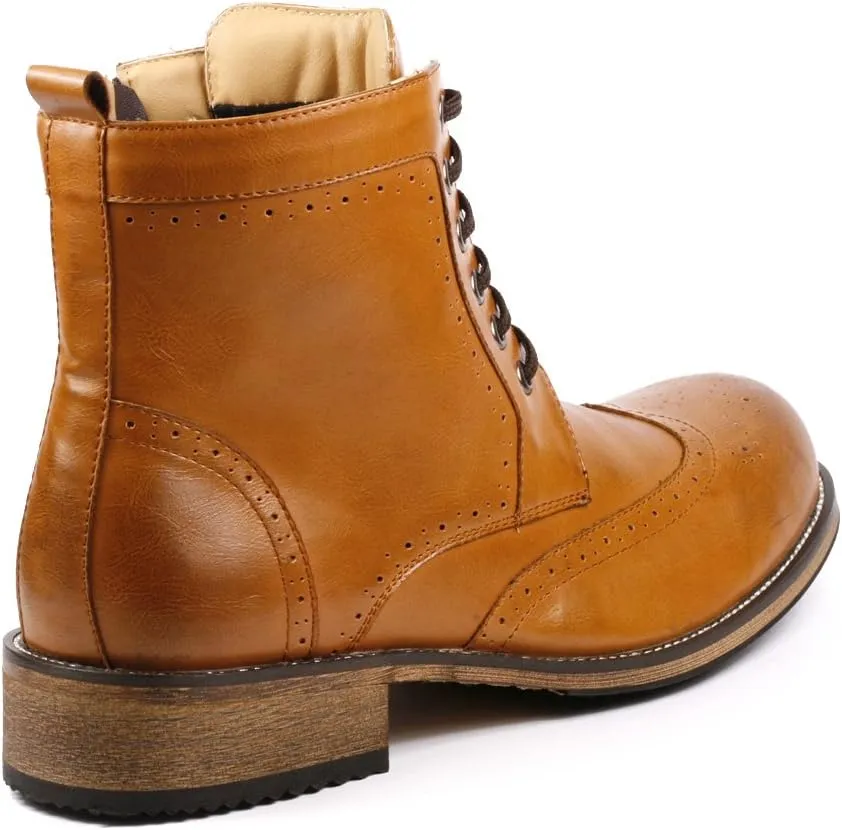 Metrocharm MC002 Men's Lace Up Wing Tip Formal Dress Casual Fashion Boots