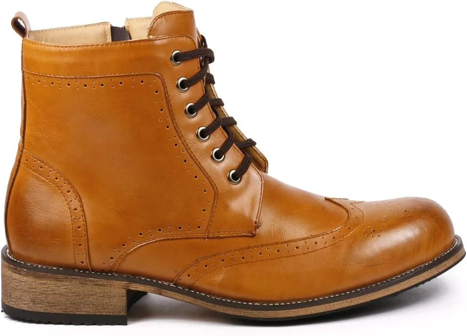 Metrocharm MC002 Men's Lace Up Wing Tip Formal Dress Casual Fashion Boots