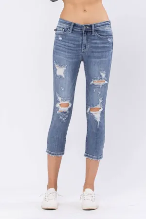 Mid Rise Destroyed Capris