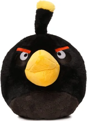 Mighty Mojo Angry Birds - Bomb - Black Bird - 8 Inch Collectible Plush Doll - Officially Licensed - Super Soft, Cuddly Doll for Kids and Adults - Original Series