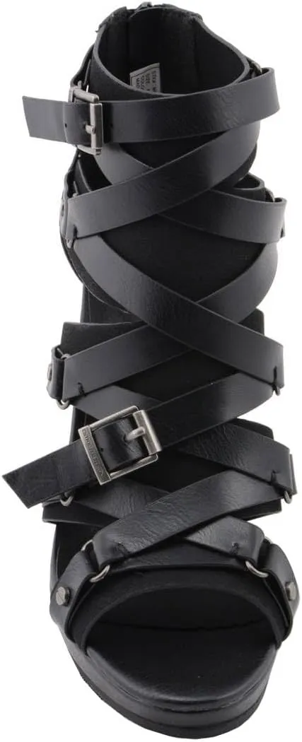 Milwaukee Leather MBL9451 Women's Black Fashion Casual Stiletto Heeled Sandals with Ankle Strap - 10
