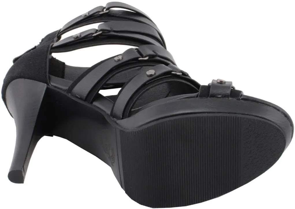Milwaukee Leather MBL9451 Women's Black Fashion Casual Stiletto Heeled Sandals with Ankle Strap - 10
