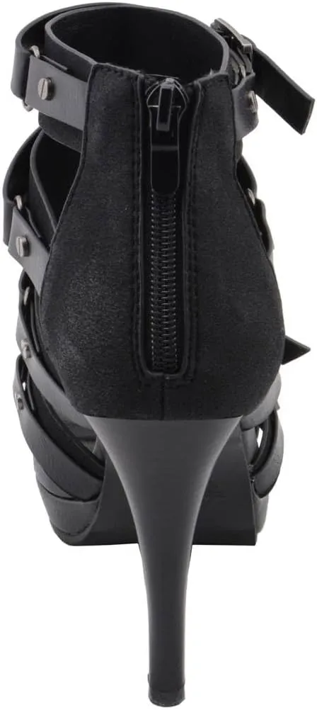 Milwaukee Leather MBL9451 Women's Black Fashion Casual Stiletto Heeled Sandals with Ankle Strap - 10