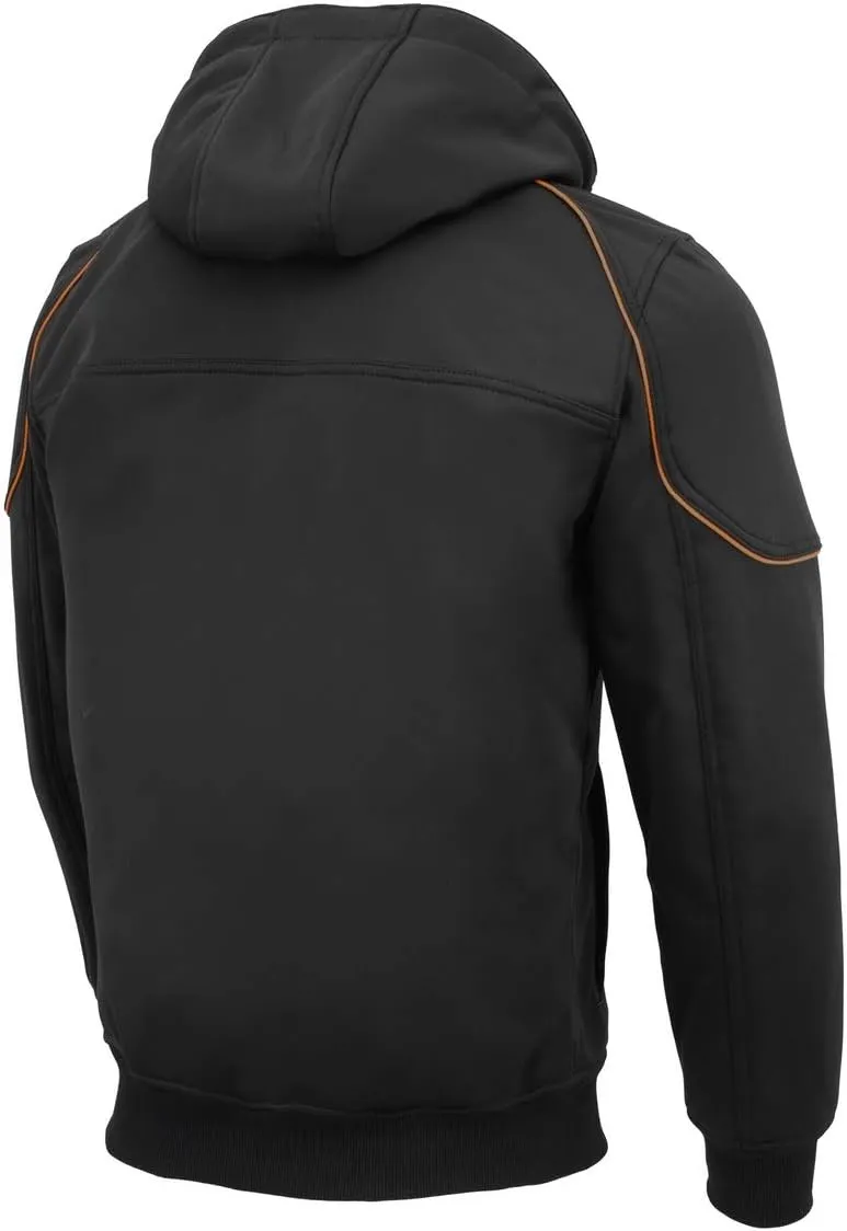 Milwaukee Leather MPM1764 Men's Black Soft Shell CE Armored Motorcycle Racing Style Hoodie Jacket w/Detachable Hood