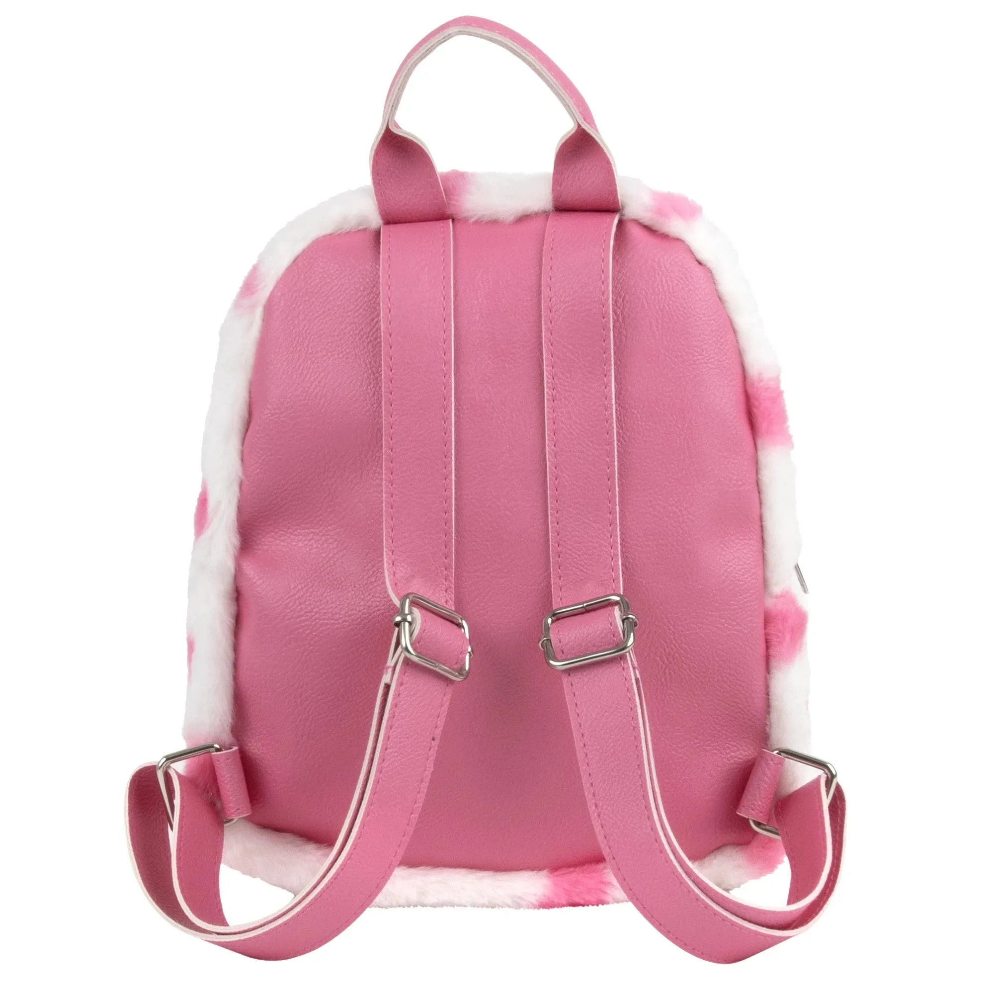 Mini Plush Backpack for Women, Teens and Girls for Work, School, Recreation, Commuting & Traveling in White Heart Plush