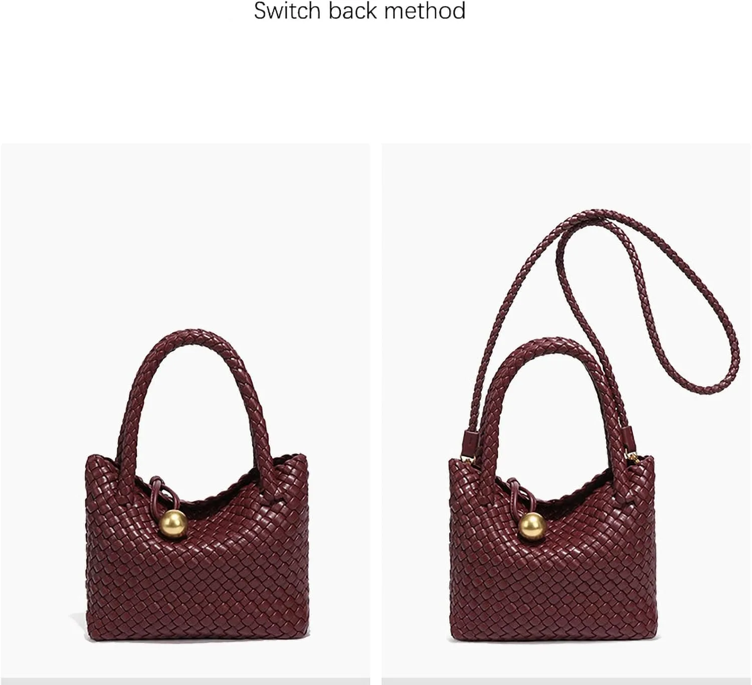 Mini Woven Women's Handbag Lightweight Luxury Vegan Leather Handle Fashion Business Daily Crossbody Bag