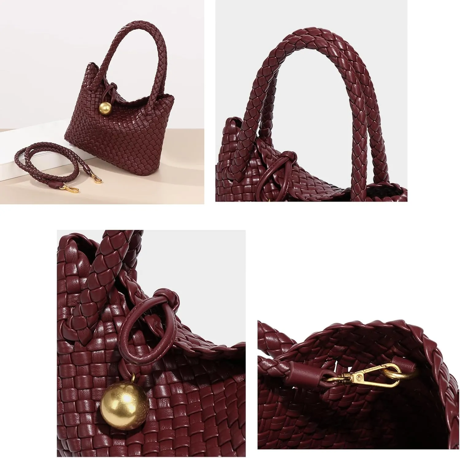 Mini Woven Women's Handbag Lightweight Luxury Vegan Leather Handle Fashion Business Daily Crossbody Bag