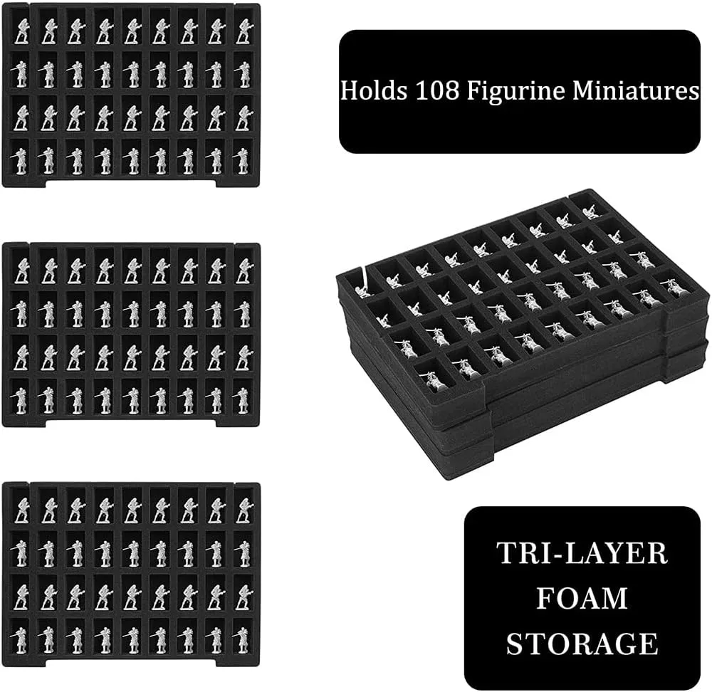 Miniature Storage Sturdy Carrying Figure Case -108 Slot Figurine Minature Carrying Case Compatible with D&D and More (Transparent)