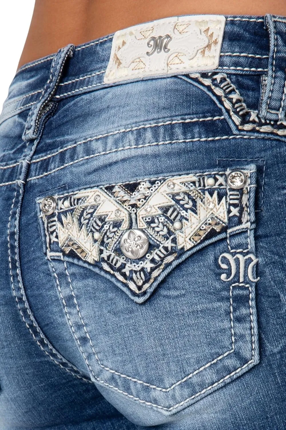 Miss Me Women's Desert Spirit Faux Flap Pocket Mid-Rise Bootcut Jeans