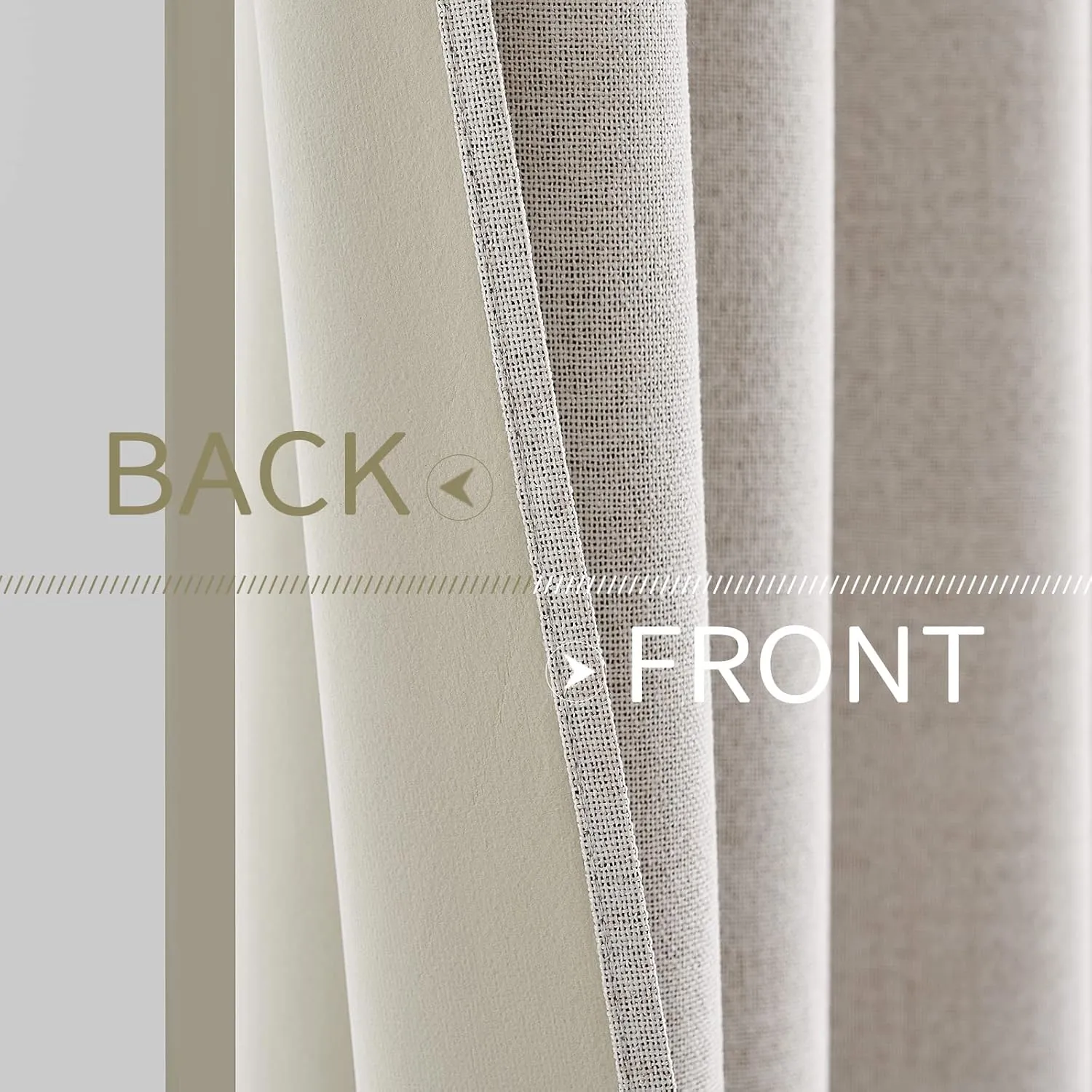 MIULEE 100% Blackout Linen Textured Curtains for Bedroom Solid Thermal Insulated Ivory Grommet Room Darkening Curtains & Drapes Luxury Decor for Living Room Nursery 52 x 96 Inch (2 Panels)