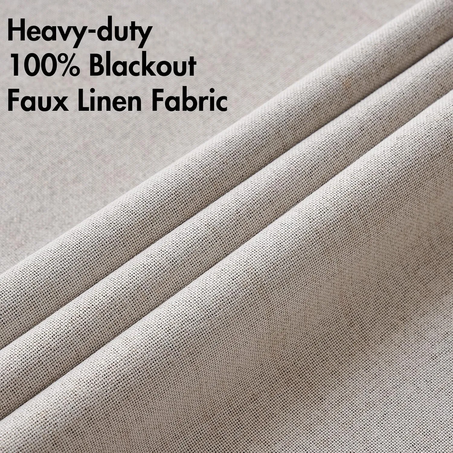 MIULEE 100% Blackout Linen Textured Curtains for Bedroom Solid Thermal Insulated Ivory Grommet Room Darkening Curtains & Drapes Luxury Decor for Living Room Nursery 52 x 96 Inch (2 Panels)