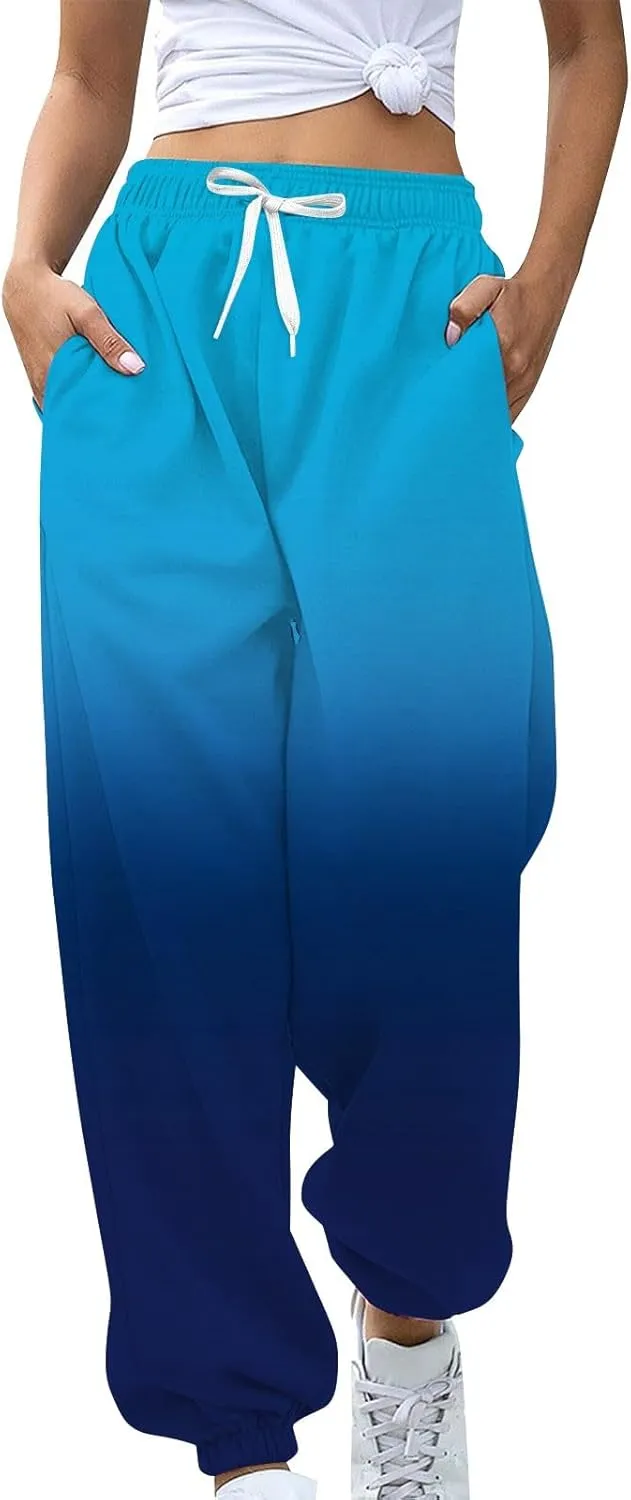Miyaomn 2024 Fall Sweatpants for Women Baggy Cinch Bottom Joggers High Waisted Drawstring Workout Lounge Trousers with Pocket