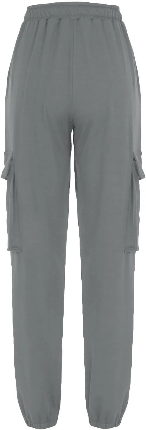 Miyaomn Women's Cargo Sweatpants Tapered Elastic Waist Drawstring Athletic Joggers 4 Pockets Gym Running Activewear Trousers
