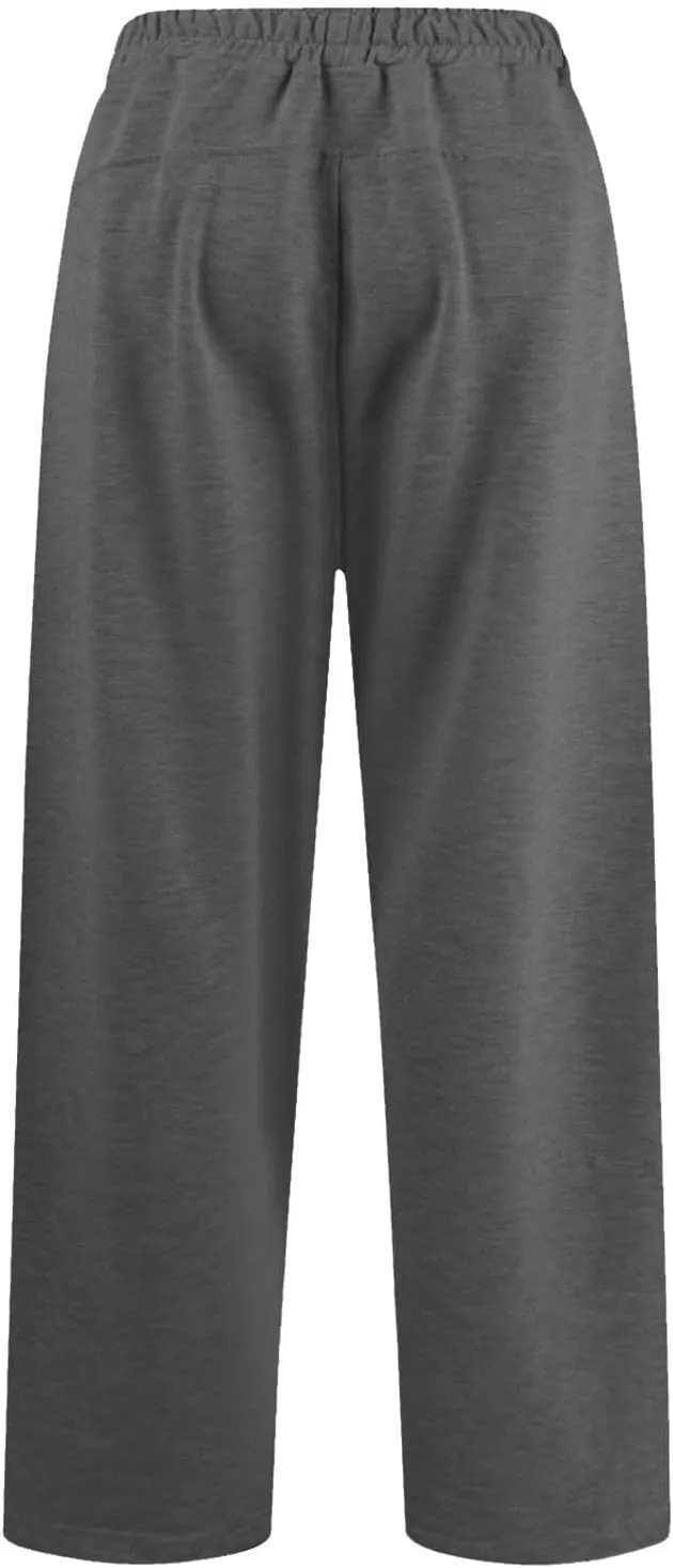 Miyaomn Women's Wide Leg Sweatpants Drawstring Casual Jogger Pants Loose Elastic High Waisted Athletic Trousers with Pockets