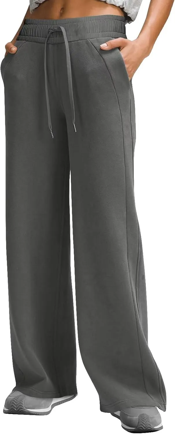 Miyaomn Women's Wide Leg Sweatpants Drawstring Casual Jogger Pants Loose Elastic High Waisted Athletic Trousers with Pockets