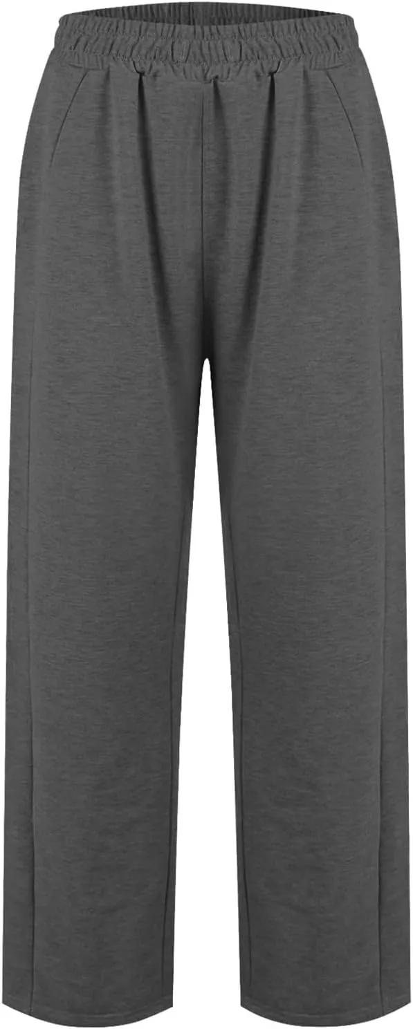 Miyaomn Women's Wide Leg Sweatpants Drawstring Casual Jogger Pants Loose Elastic High Waisted Athletic Trousers with Pockets