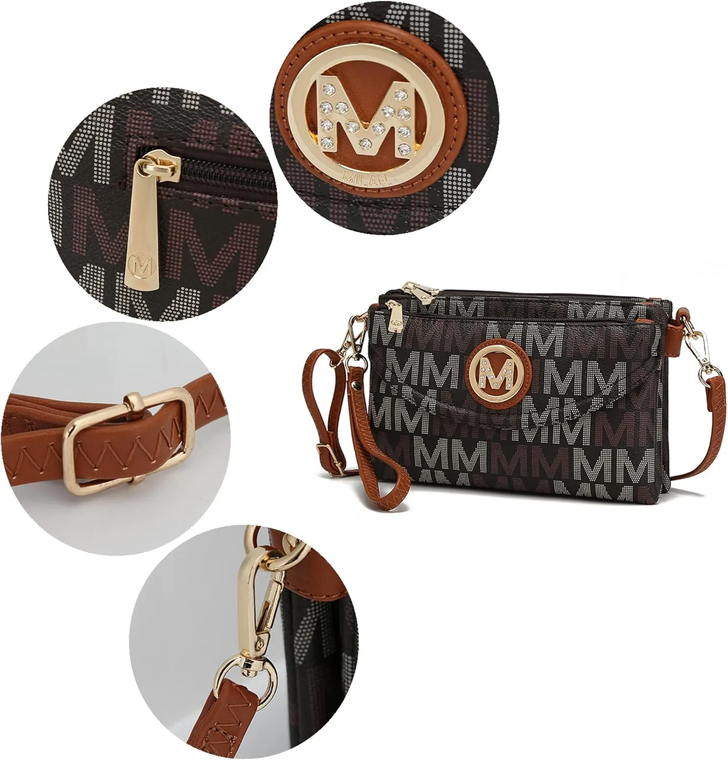 MKF Collection Crossbody Bag for Women Wristlet Strap, Vegan Leather Shoulder Bag Handbag Purse by Mia K