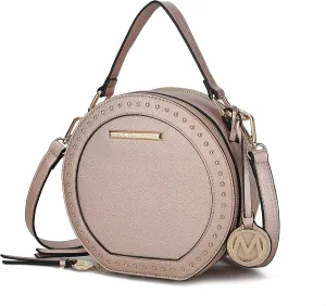 MKF Collection Round Bag for Women, Vegan Leather Circle Crossbody Bag Shoulder Purse by Mia K