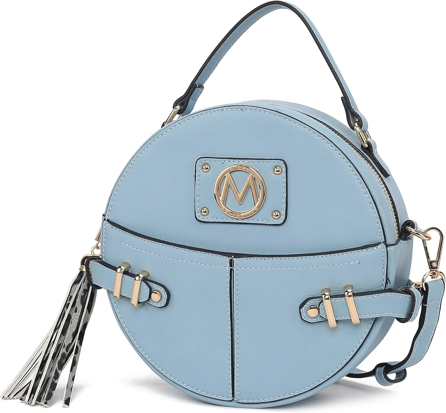 MKF Collection Round Bag for Women, Vegan Leather Circle Crossbody Bag Shoulder Purse by Mia K