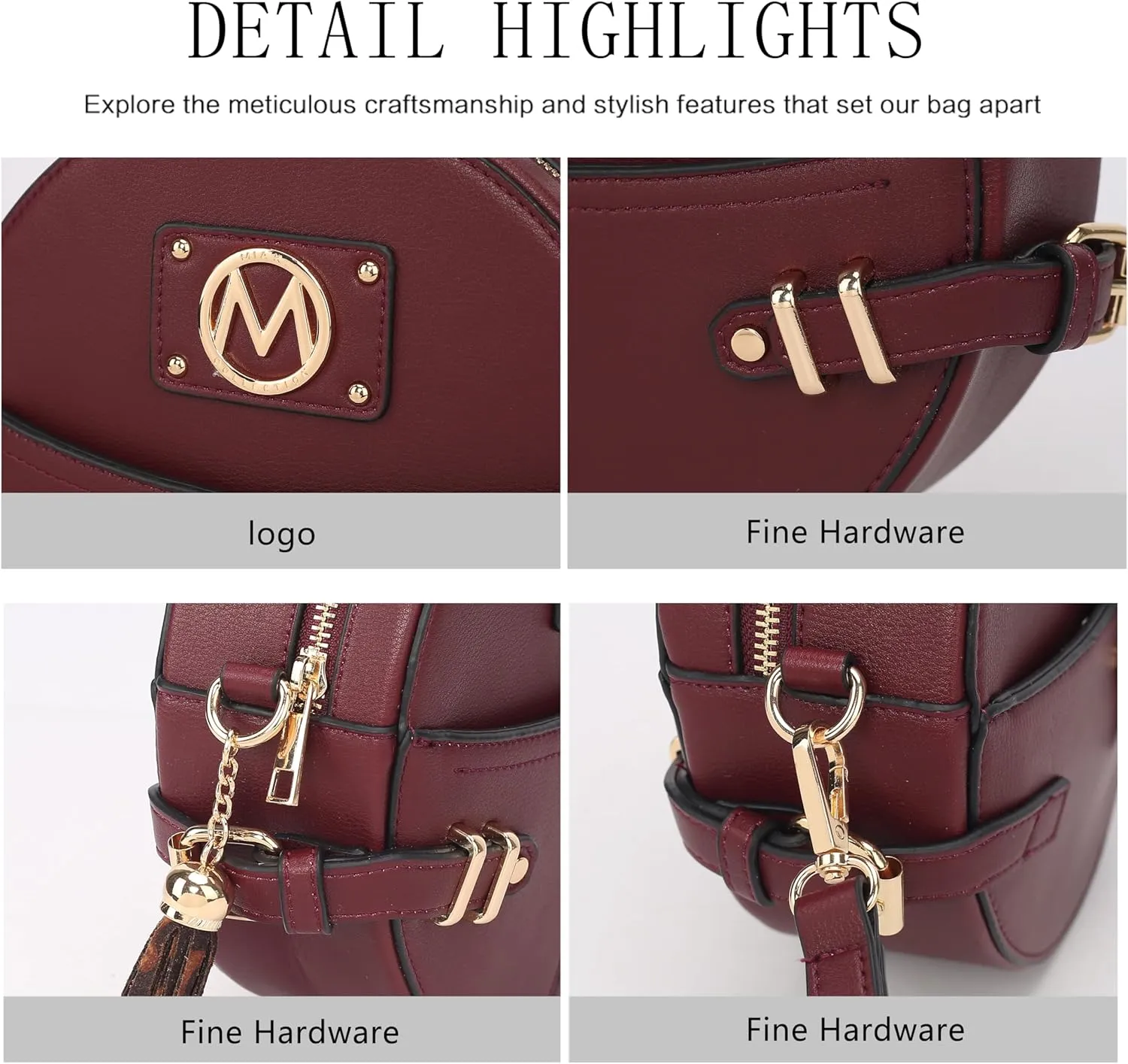 MKF Collection Round Bag for Women, Vegan Leather Circle Crossbody Bag Shoulder Purse by Mia K