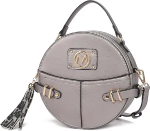 MKF Collection Round Bag for Women, Vegan Leather Circle Crossbody Bag Shoulder Purse by Mia K