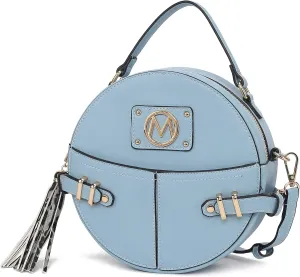 MKF Collection Round Bag for Women, Vegan Leather Circle Crossbody Bag Shoulder Purse by Mia K