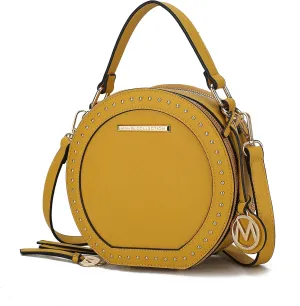 MKF Collection Round Bag for Women, Vegan Leather Circle Crossbody Bag Shoulder Purse by Mia K
