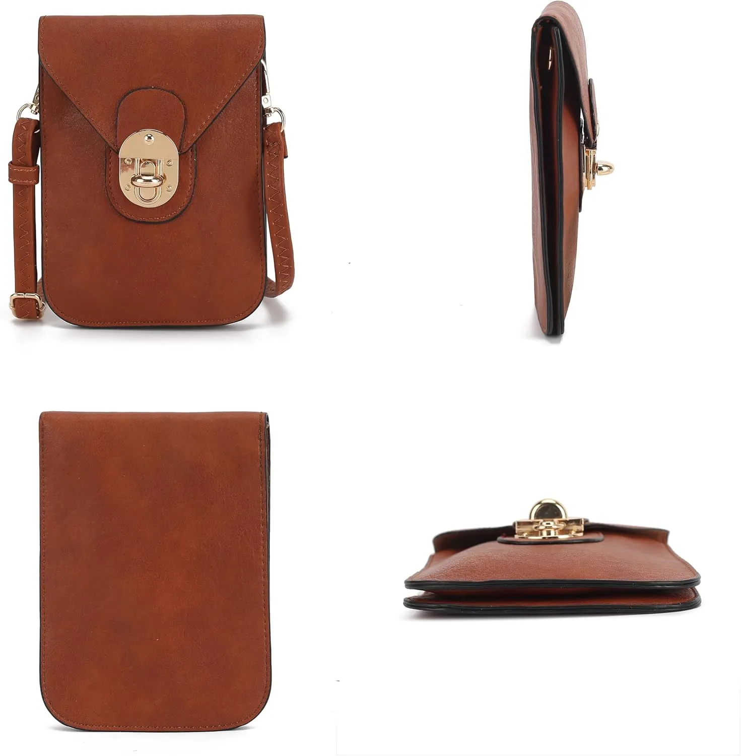 MKF Collection Small Crossbody Cell Phone Case for Women Fashion Turn Lock, Movil phone Bag Adjust Shoulder Strap by Mia K