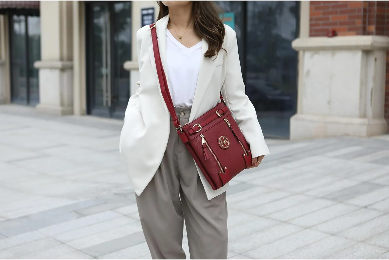 MKF Crossbody bag for women Vegan leather Crossover Designer messenger Purse