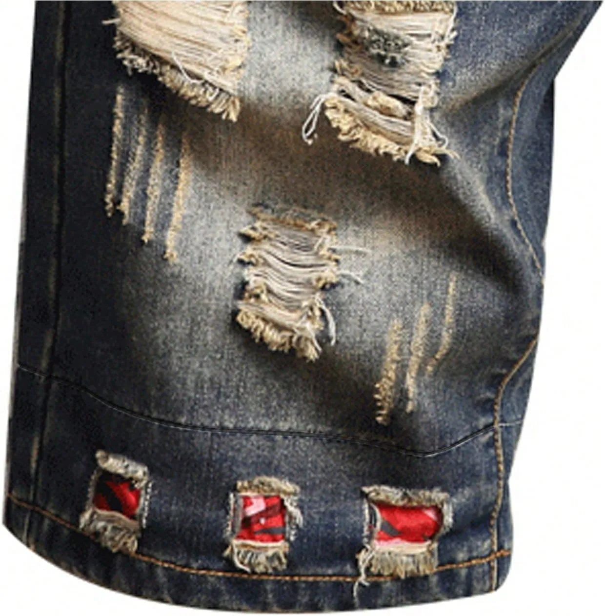 MLANM Men's Denim Shorts Classic Fit Distressed Summer Fashion Ripped Jean Shorts