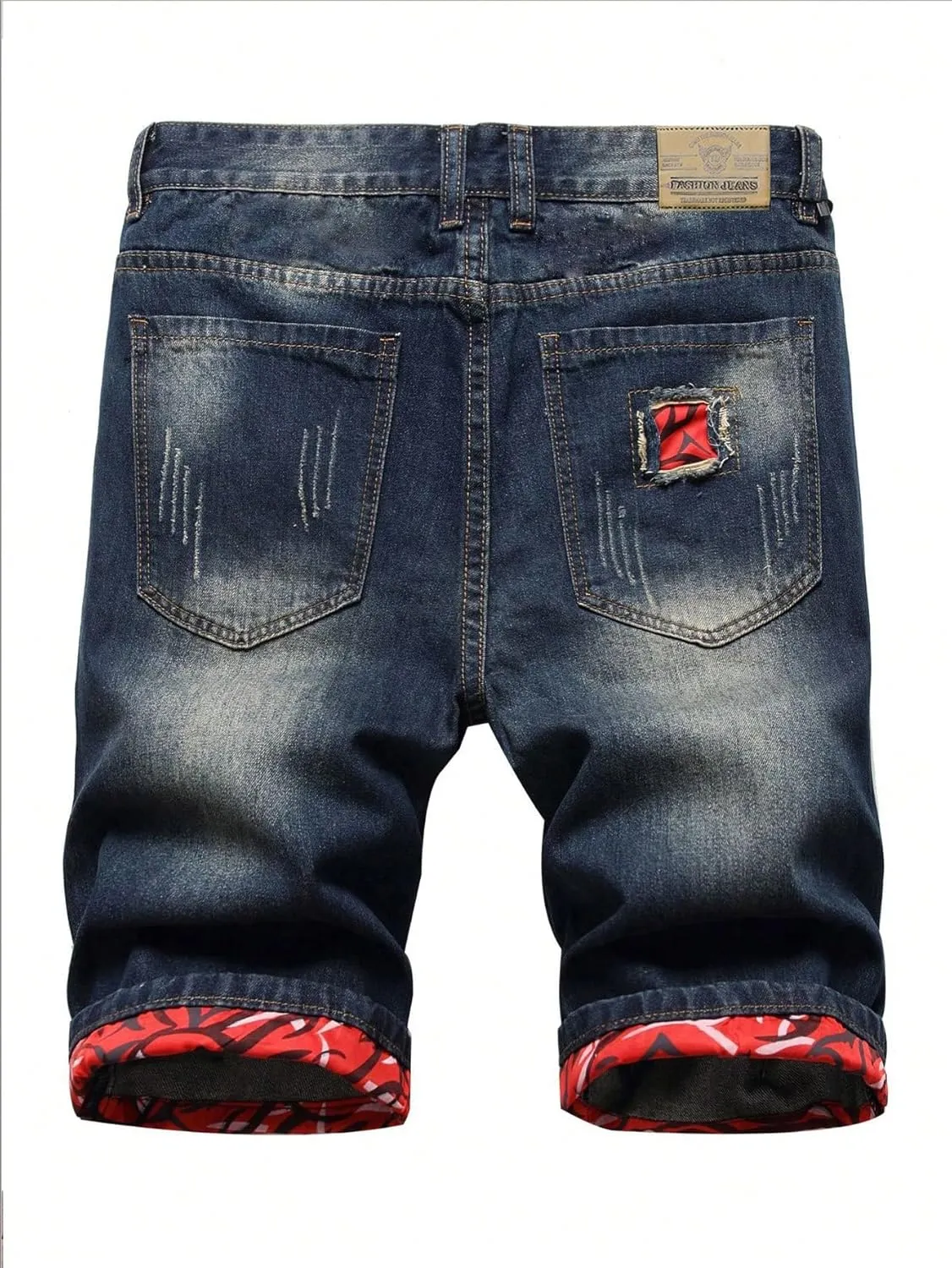 MLANM Men's Denim Shorts Classic Fit Distressed Summer Fashion Ripped Jean Shorts