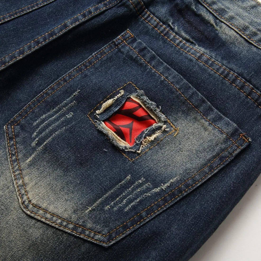 MLANM Men's Denim Shorts Classic Fit Distressed Summer Fashion Ripped Jean Shorts