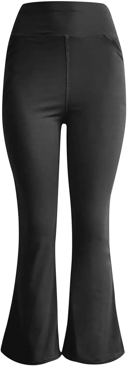 Mmoneyake Women's Yoga Pants with Pockets for Women Bootcut Wide Leg Pants Stretch Tummy Control High Waisted Workout Pants