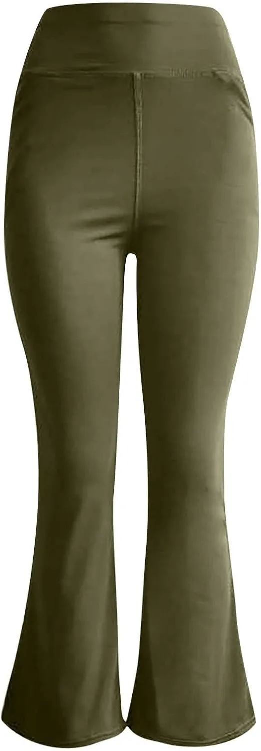 Mmoneyake Women's Yoga Pants with Pockets for Women Bootcut Wide Leg Pants Stretch Tummy Control High Waisted Workout Pants