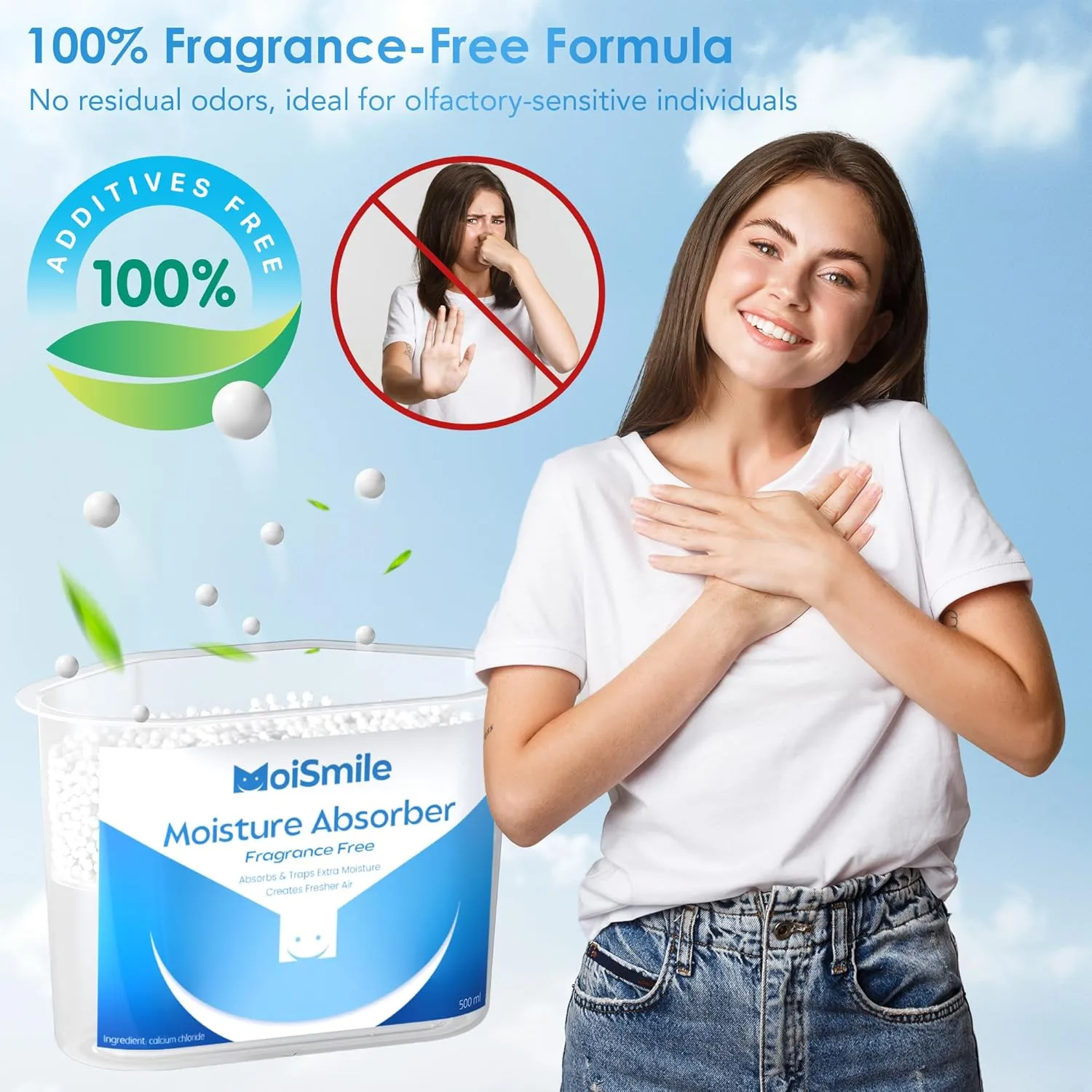 Moisture Absorbers 6 Pack, Fragrance-Free Closet Dehumidifier for Bathroom, Car ＆ Basement, 10.5 oz Refillable Humidity Absorber Boxes