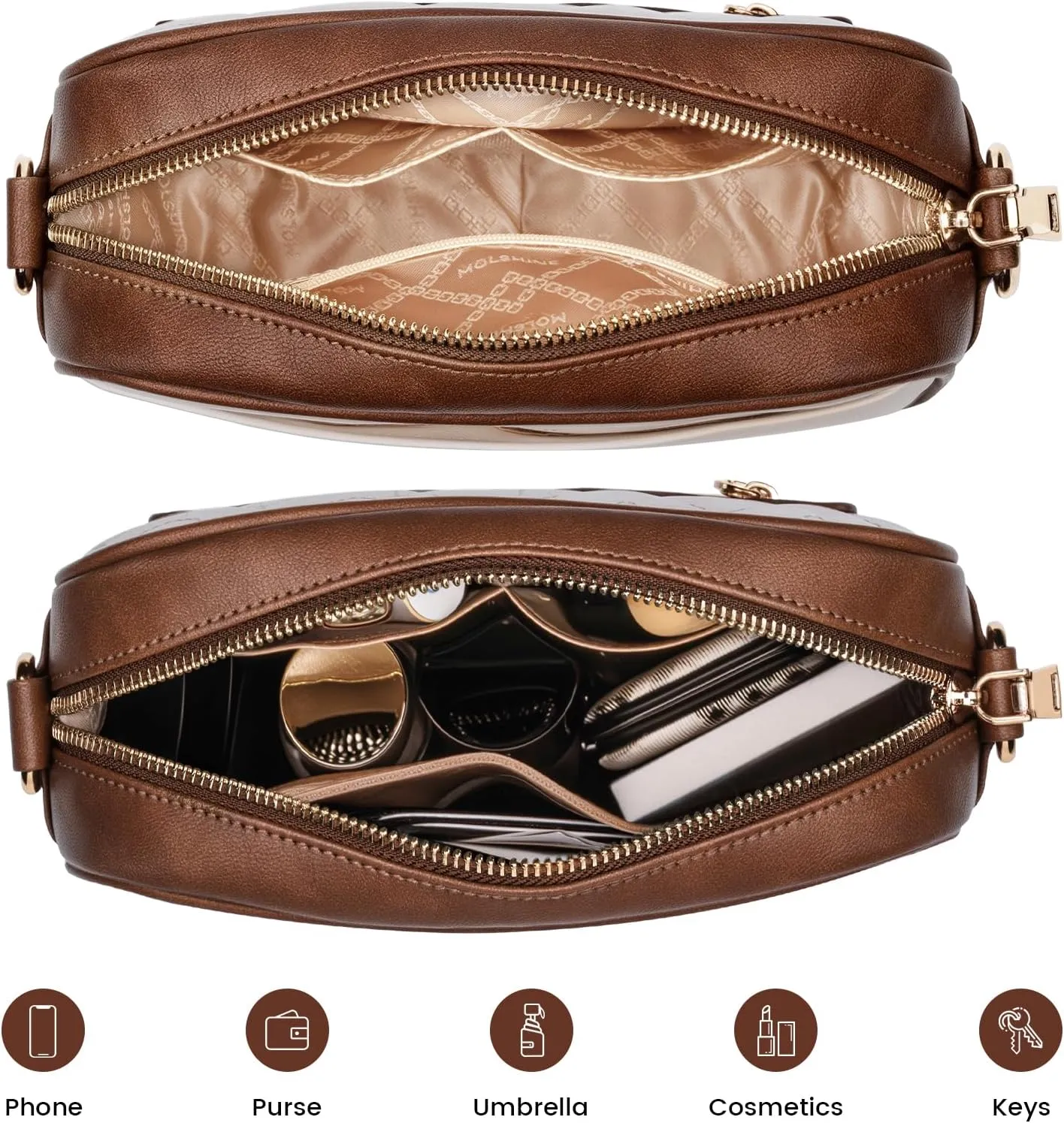 molshine Quilted Crossbody Bags for Women, Small PU Leather Crossbody Shoulder Handbag with Adjustable Wide Strap DLK0045