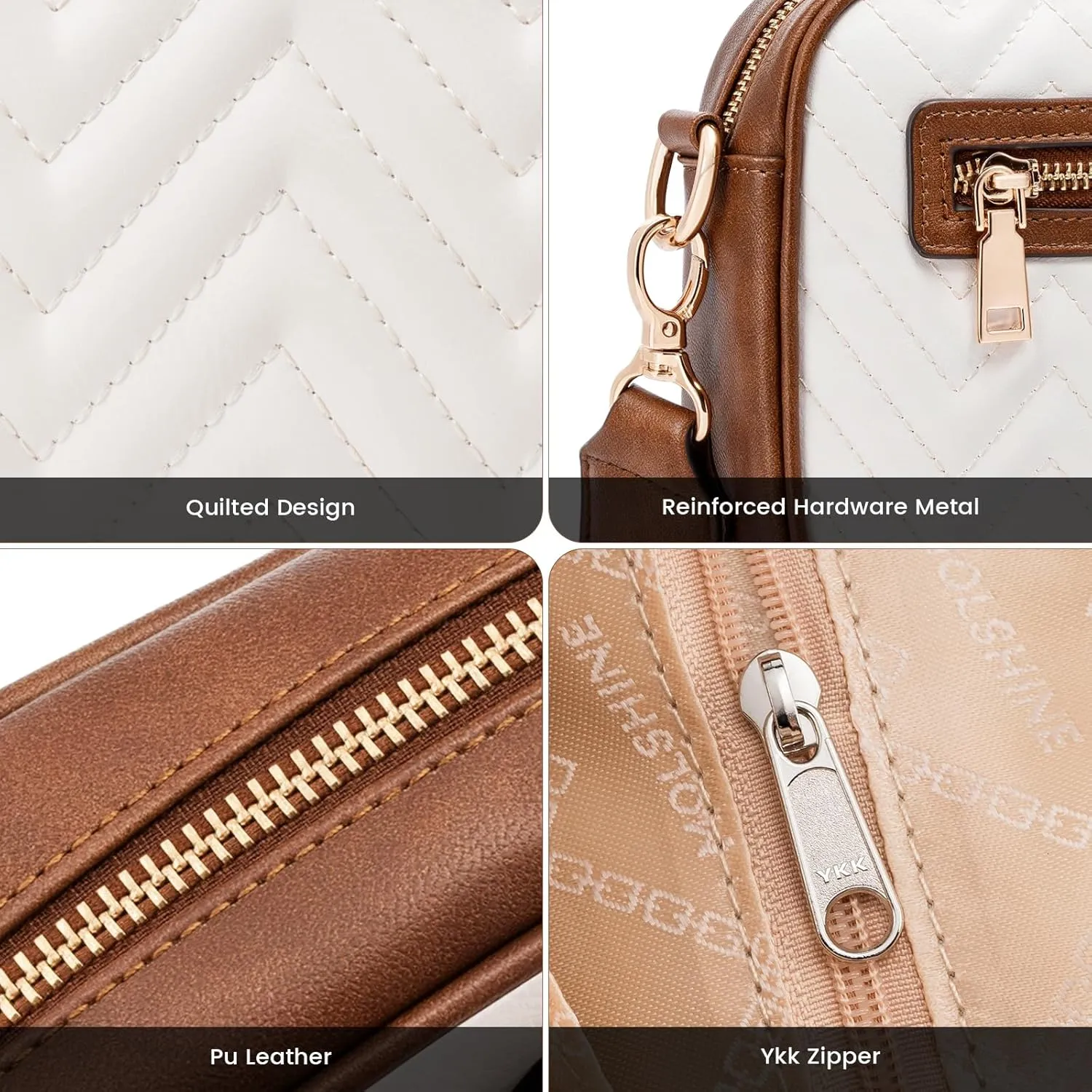 molshine Quilted Crossbody Bags for Women, Small PU Leather Crossbody Shoulder Handbag with Adjustable Wide Strap DLK0045