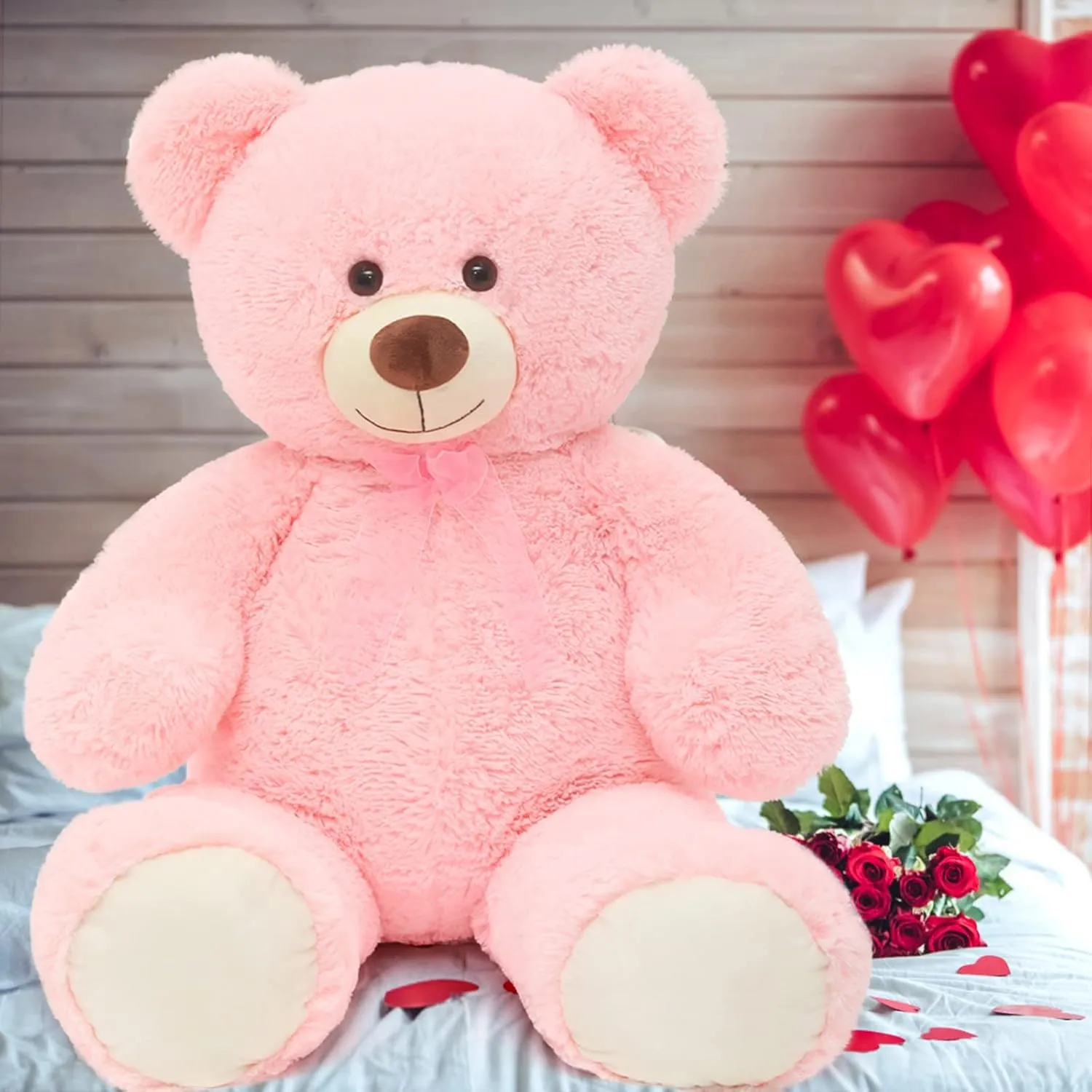 MorisMos Giant Teddy Bear Stuffed Animal 3ft-36 inch Big Pink Teddy Bear for Girlfriend Boyfriend Wife Mom Fiancée Valentine's Gift,Large Stuffed Bear for Baby Shower Birthday Christmas Decor,Pink