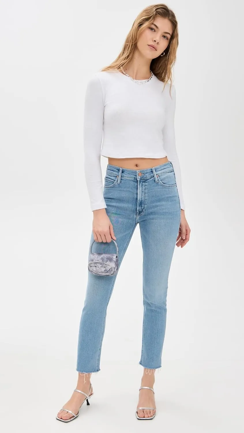 MOTHER Women's Mid Rise Dazzler Ankle Fray Jeans