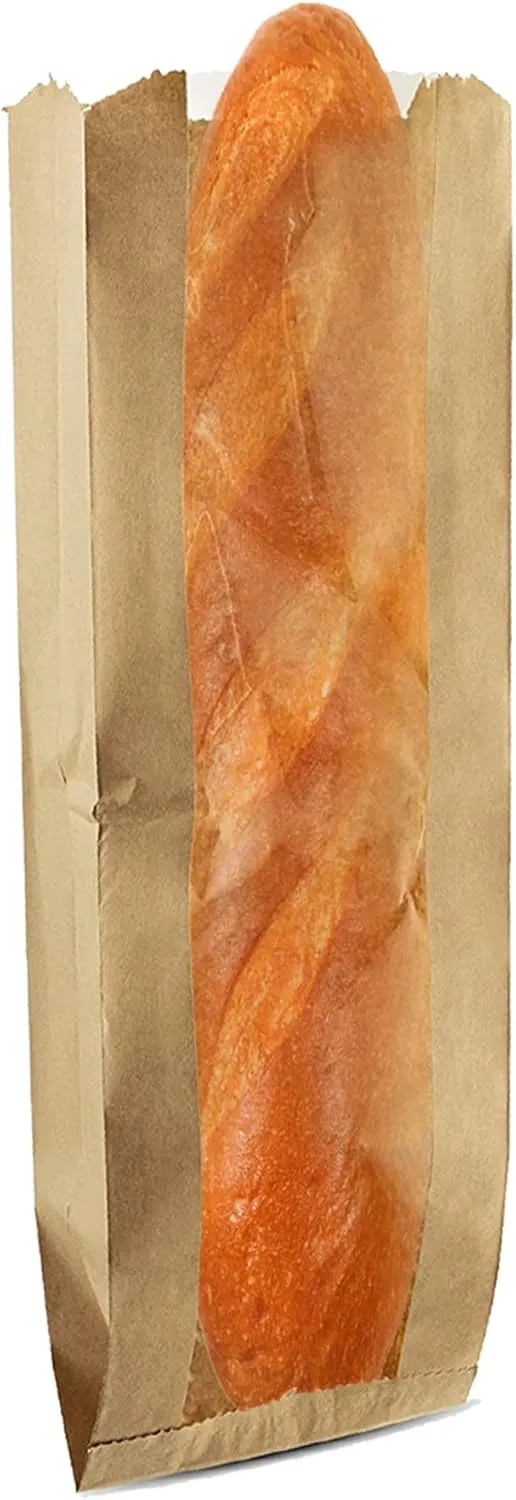 MT Products Brown Bread Bags 6.5" x 2" x 18" - Disposable Paper Bags (Pack of 50) - Made in the USA