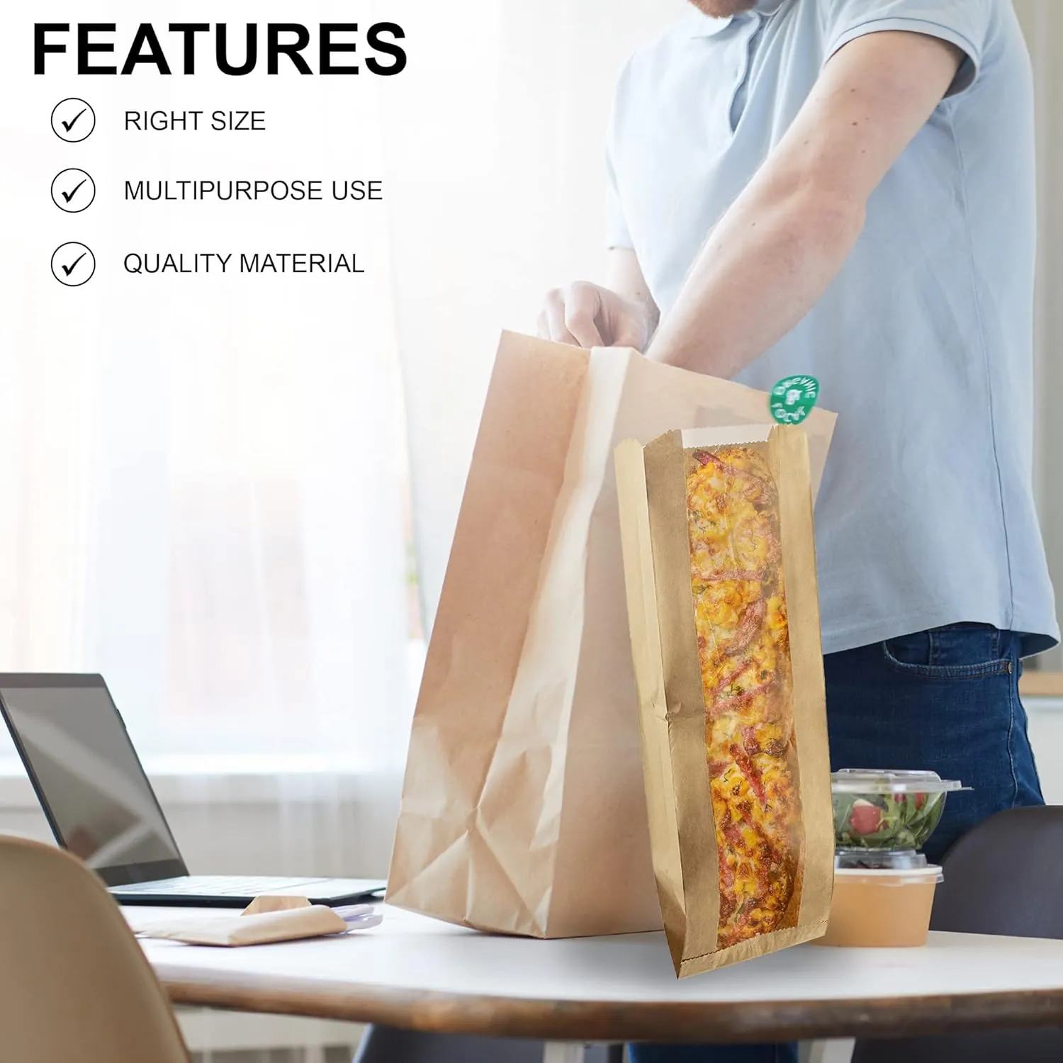 MT Products Brown Bread Bags 6.5" x 2" x 18" - Disposable Paper Bags (Pack of 50) - Made in the USA