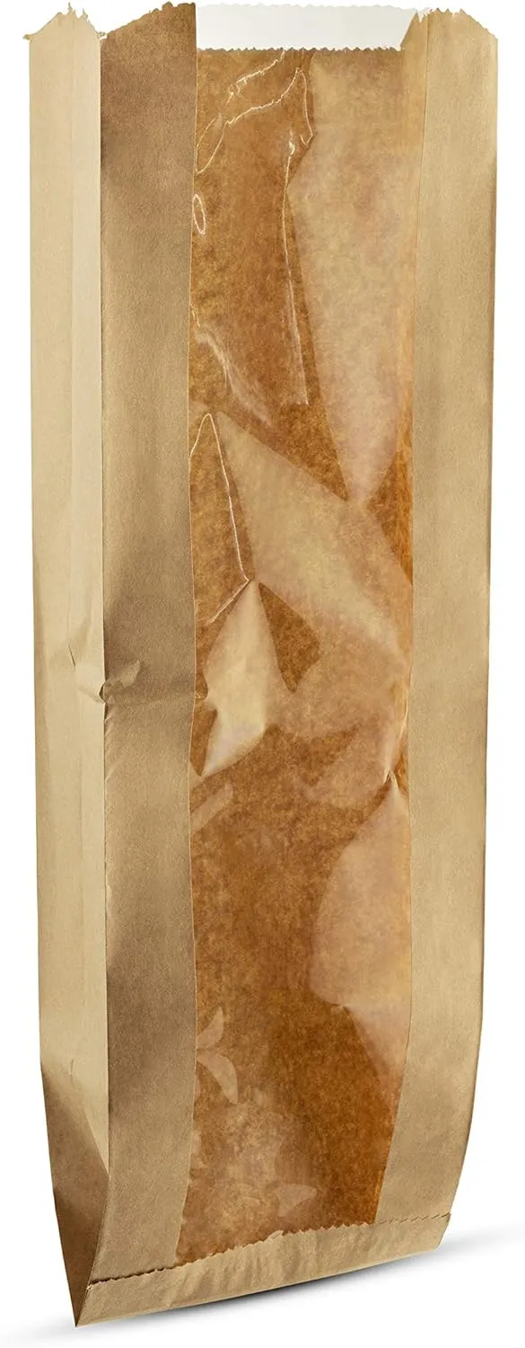 MT Products Brown Bread Bags 6.5" x 2" x 18" - Disposable Paper Bags (Pack of 50) - Made in the USA