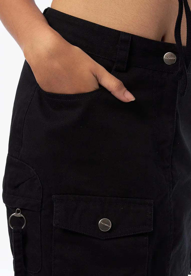Multi Pocket Denim Mini Skirt