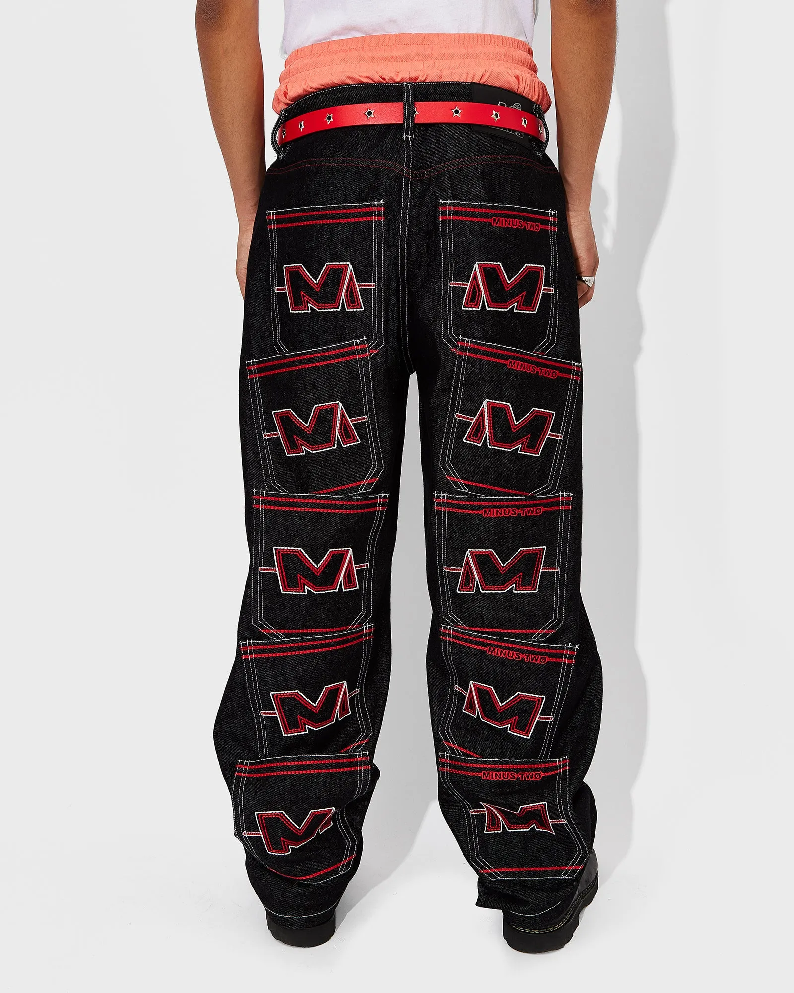Multi Pocket Jeans Red Stitch