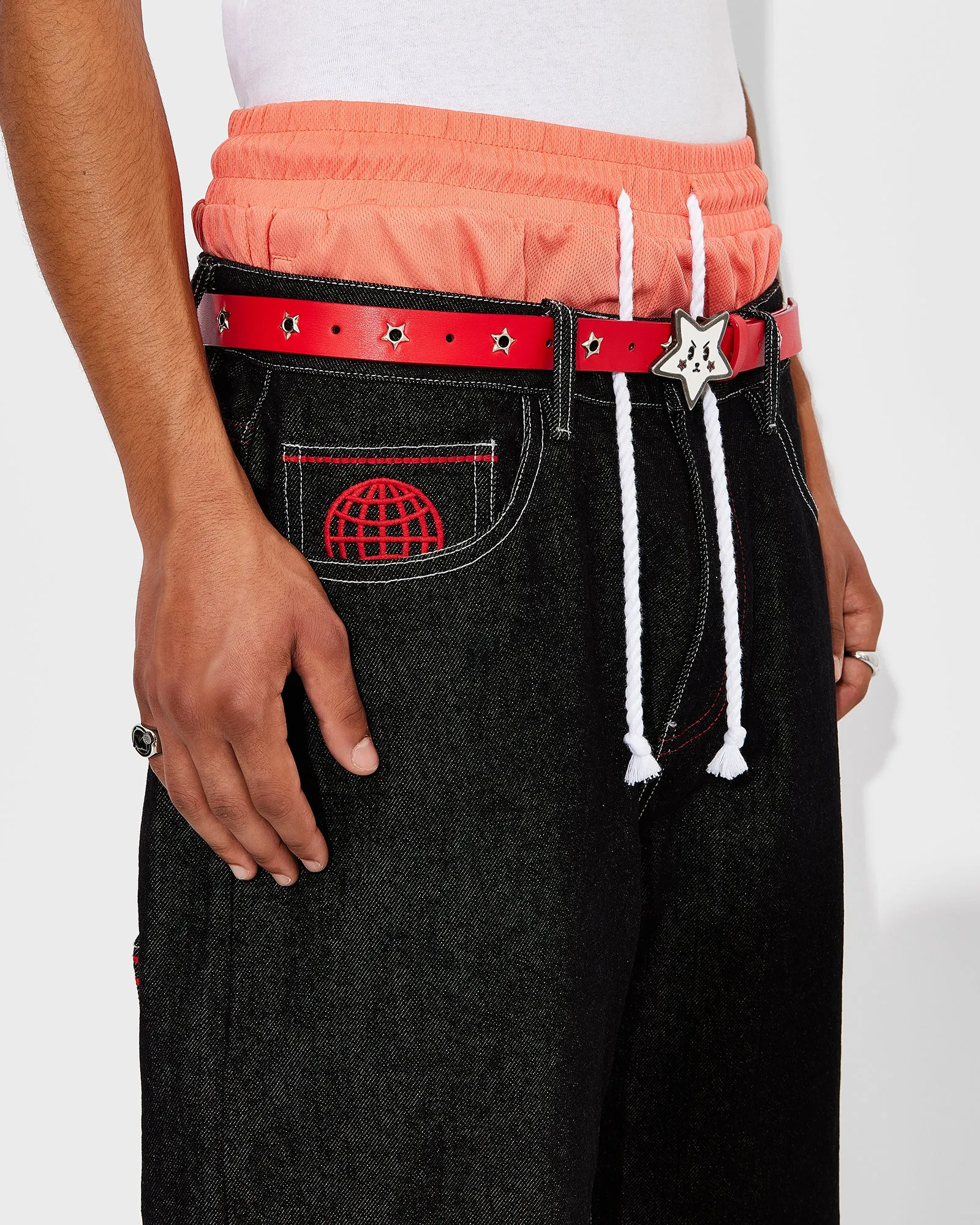 Multi Pocket Jeans Red Stitch