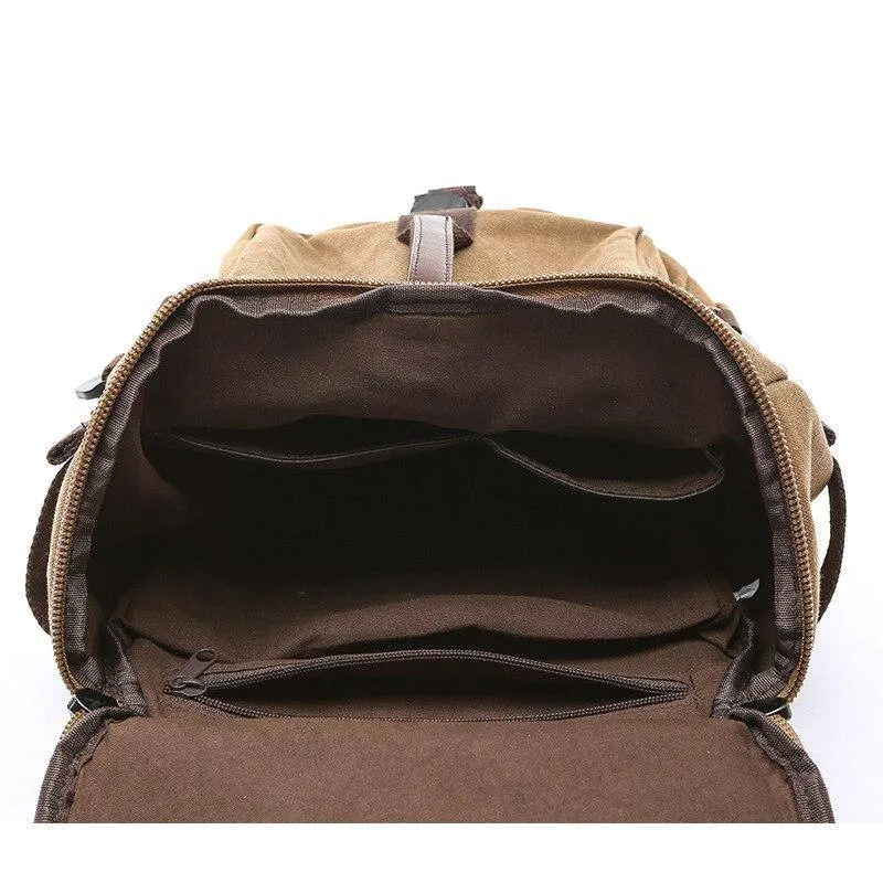 Multifunction Waterproof Canvas Leather Backpack for Men